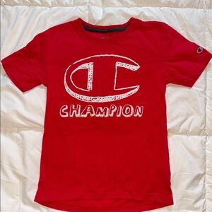 CHAMPION Youth M Bold Red Logo Tee